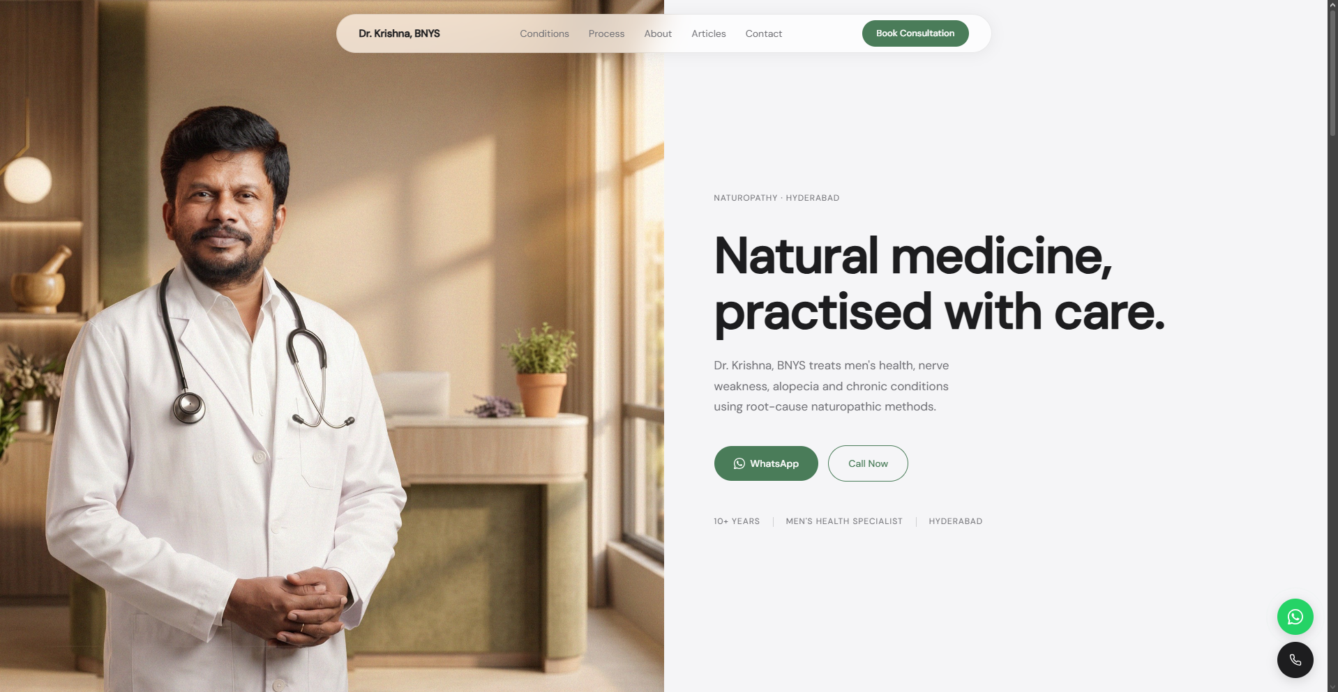 Dr. Krishna Health naturopathy website homepage